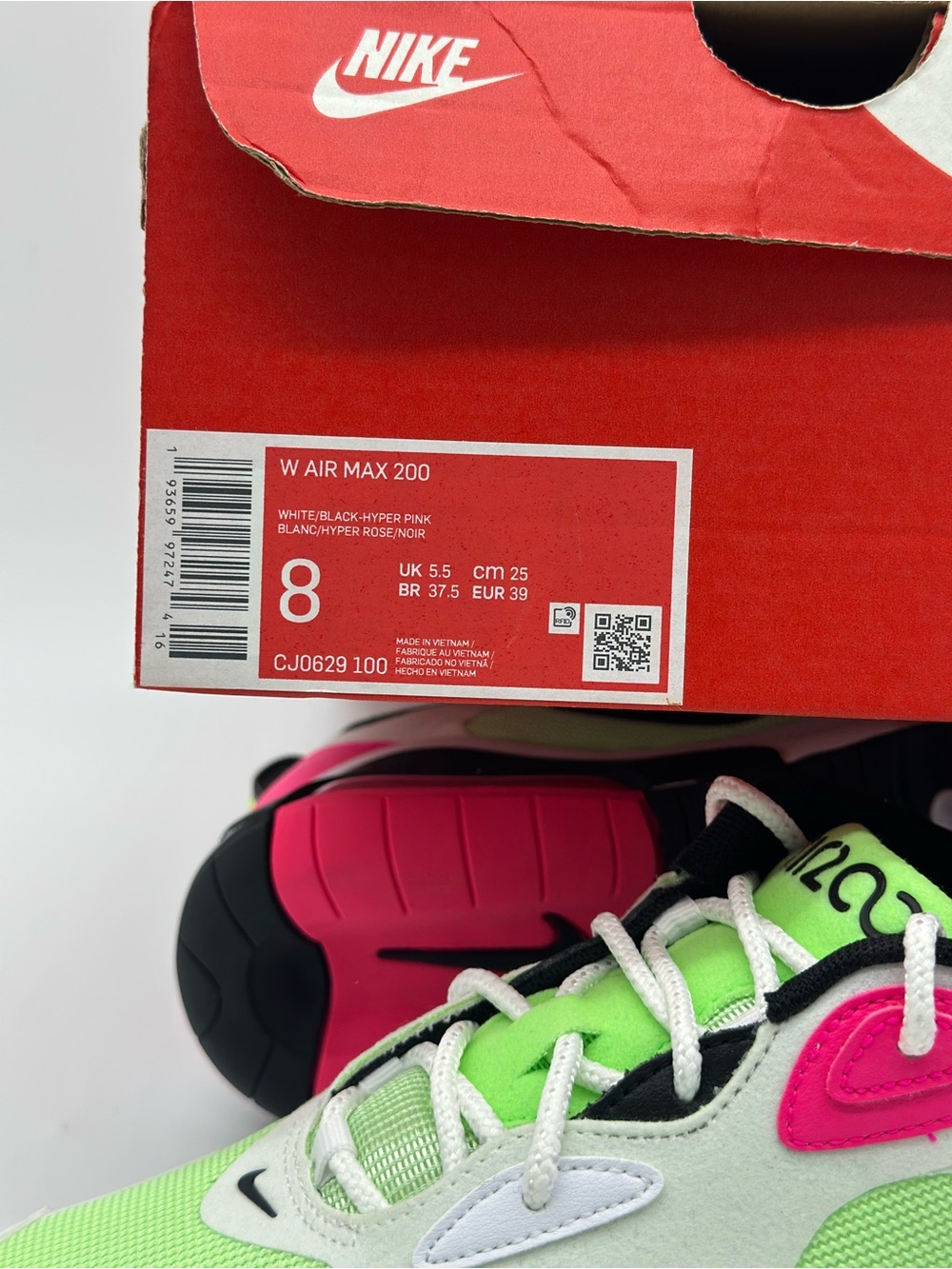 Nike Women’s Sneakers White Lime Green Hot Pink Black - Picture 10 of 10